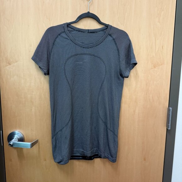 lululemon athletica Tops - Lululemon Swiftly Tech striped short sleeve tee black white women’s 10